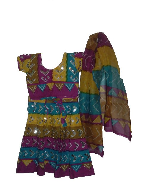 Kids Navratri Chaniya Choli, Fancy Mehndi Cotton Garba Dress