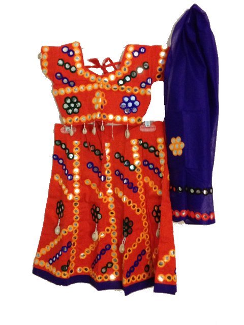 Kids Cotton Lacha, Garba Lehenga Choli /w Shell Work