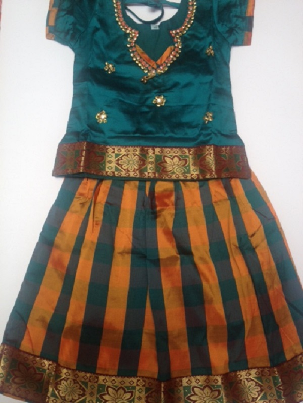 Brand New Girls Lehenga Choli Pattu Pavadai Pattu Langa South Indian Ethnic Wear  Dress & Top and Skirt Set for Baby Girls