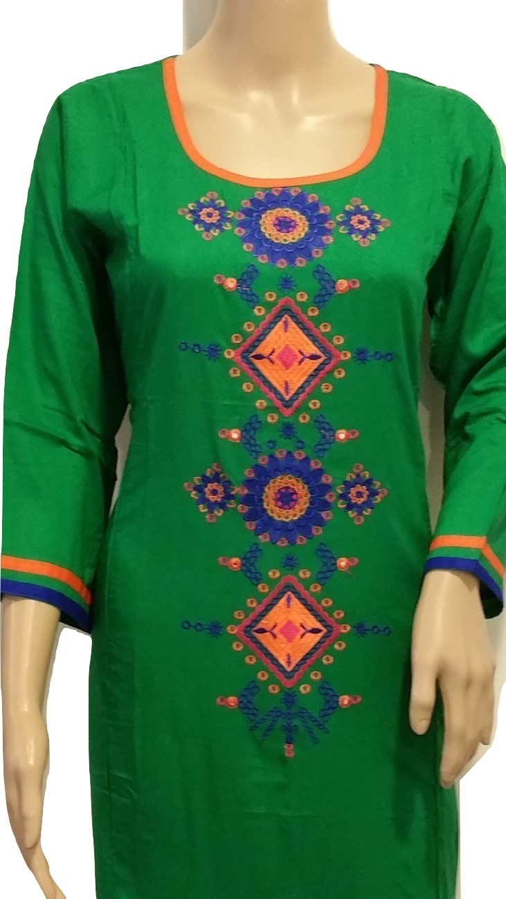 Pretty Green Rayon Kurti Tunic Bright Orange Blue Embroidery Size 38 ...