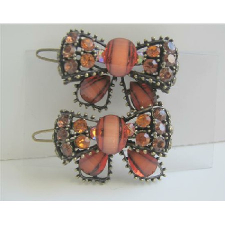 Rust Brown Sleek Hair Clip Bow Hair Clip Accessories 