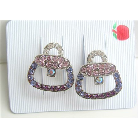 Multi Colored Crystals Hair Barrette Purse Hair Barrette Clip Multi Colored Crystals Hair Barrette Purse Hair Barrette Clip