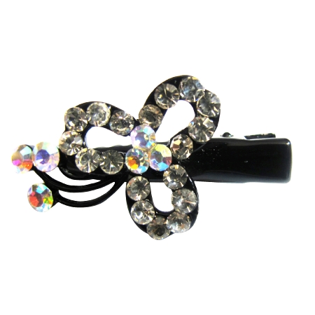 Simulated Diamond Flower Hair Clamps Clip Sleek & Sparkling Clamps Simulated Diamond Flower Hair Clamps Clip Sleek & Sparkling Clamps