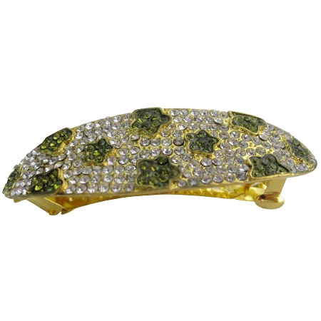 Bridesmaid Wedding Hair Barrette Clear Crystals Peridot Flower Clip Bridesmaid Wedding Hair Barrette Clear Crystals Peridot Flower Clip