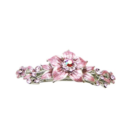 Affordable Cheap Rose Crystals Pink Enamel Flower Hair Barrette Affordable Cheap Rose Crystals Pink Enamel Flower Hair Barrette