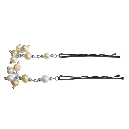 Custom Bridal Hair Pin, Peach Natural Freshwater Pearls Clip Custom Bridal Hair Pin, Peach Natural Freshwater Pearls Clip