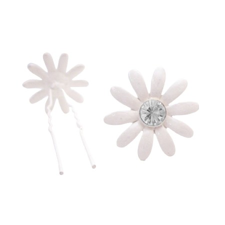 Bridal Wedding Hair Accessories White Flower Clear Crystals Hair Pin Bridal Wedding Hair Accessories White Flower Clear Crystals Hair Pin
