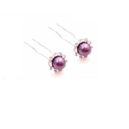 Bridal Hair Pin In Dark Purple Pearls Bridesmaid Hair Accessories Bridal Hair Pin In Dark Purple Pearls Bridesmaid Hair Accessories