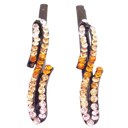 azzling Hair Pin Black Metal Jonquil Lite Smoked Topaz Crystals azzling Hair Pin Black Metal Jonquil Lite Smoked Topaz Crystals