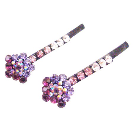 Flower Hair Pin w/ Smashing Amethyst Lite Dark Inexpensive Pin Flower Hair Pin w/ Smashing Amethyst Lite Dark Inexpensive Pin
