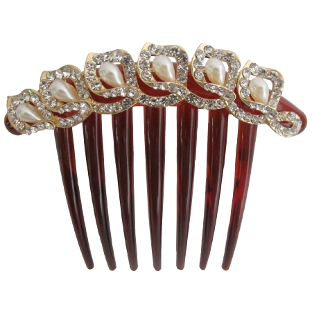 Fancy Hair Comb In Freshwater Pearls & Rhinestone Wedding Hair Comb, BRIDAL  HAIR JEWELRY #23270 | Buy Online @ , USA