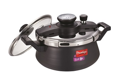 Prestige Clip On Handi Hard Anodized Pressure Cooker w/ Glass Lid, 5L