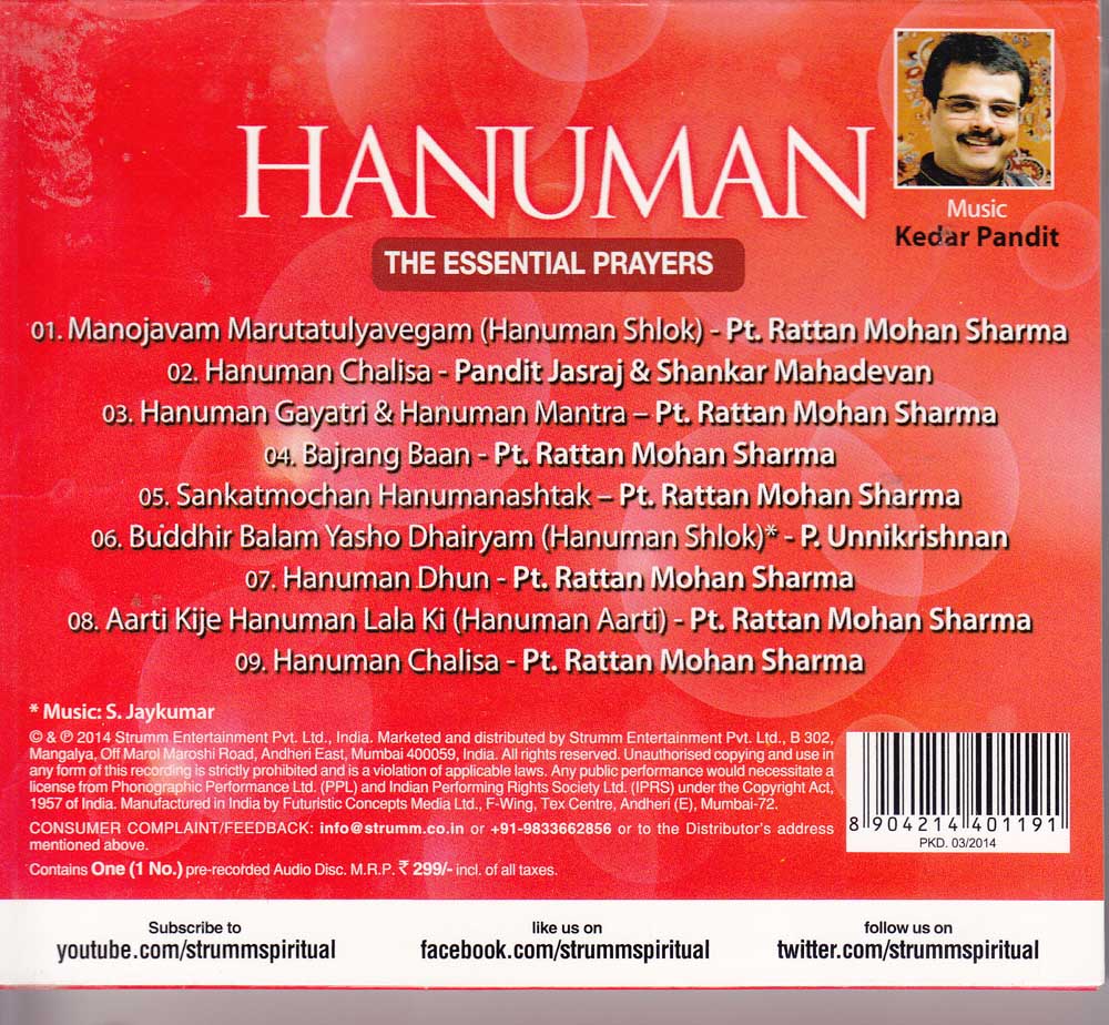 Hanuman - The Essential Prayers CD (Strumm)