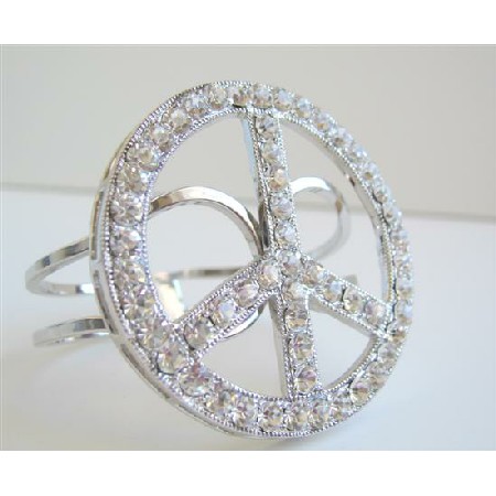 Peace Cuff Bracelet Sparkling Shimmering Bling Bling Cuff Bracelet  