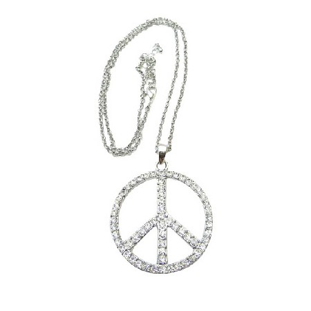Peace Sign in ICe Shimmering all covered w/ CZ 24 inches 