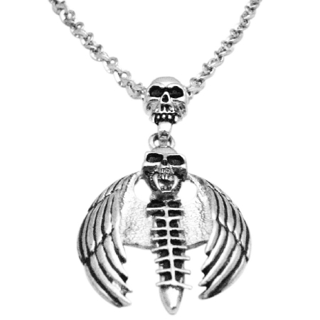 Bat Skull Halloween Pendant Necklace 24 Inches Long Necklace Bat Skull Halloween Pendant Necklace 24 Inches Long Necklace