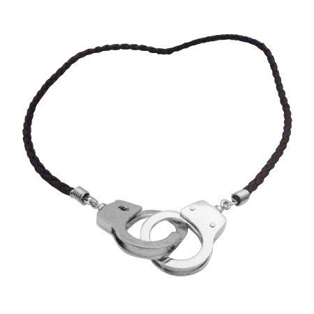 Black Chord Handcuff Pendant Openable Clasp Hand Cuff Thick Necklace Black Chord Handcuff Pendant Openable Clasp Hand Cuff Thick Necklace