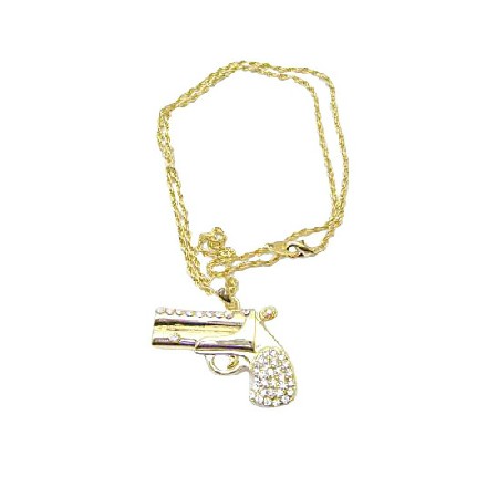 Golden Chain Golden Gun Striking Smashing Pendant Gun Pendant Necklace Golden Chain Golden Gun Striking Smashing Pendant Gun Pendant Necklace