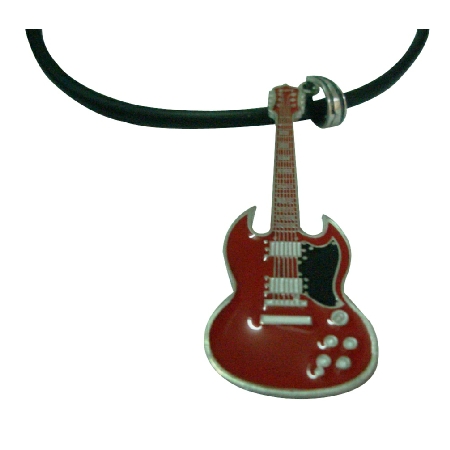 HipHop Red Guitar Pendant Necklace For School Music Function HipHop Red Guitar Pendant Necklace For School Music Function