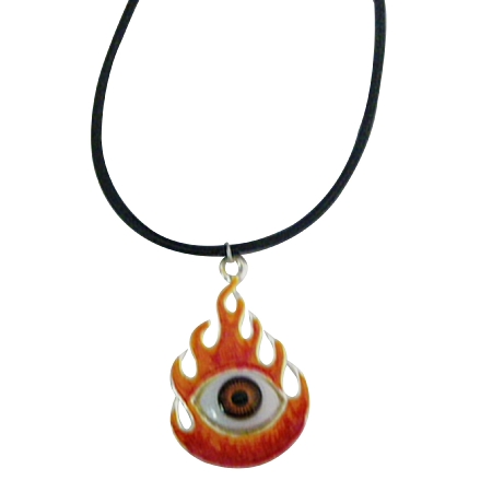Burning Eye Necklace with Black Chord
