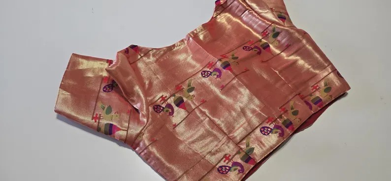 Paithani custom blouse-red/ silk woven blouse/ saree blouse