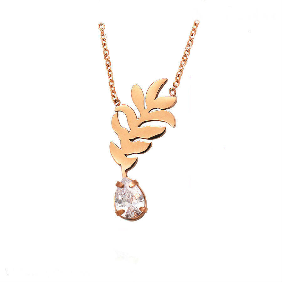 Rose Gold Stainless Steel Crystal Statement Necklace Rose Gold Stainless Steel Crystal Statement Necklace