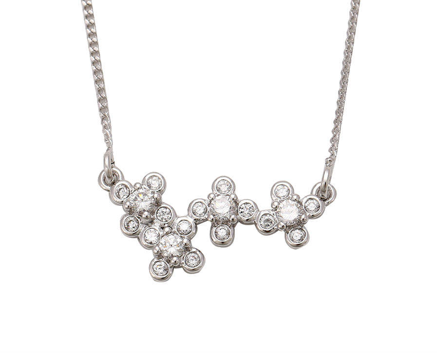 Crystals Cluster Rhodium Plated Bridesmaid Necklace