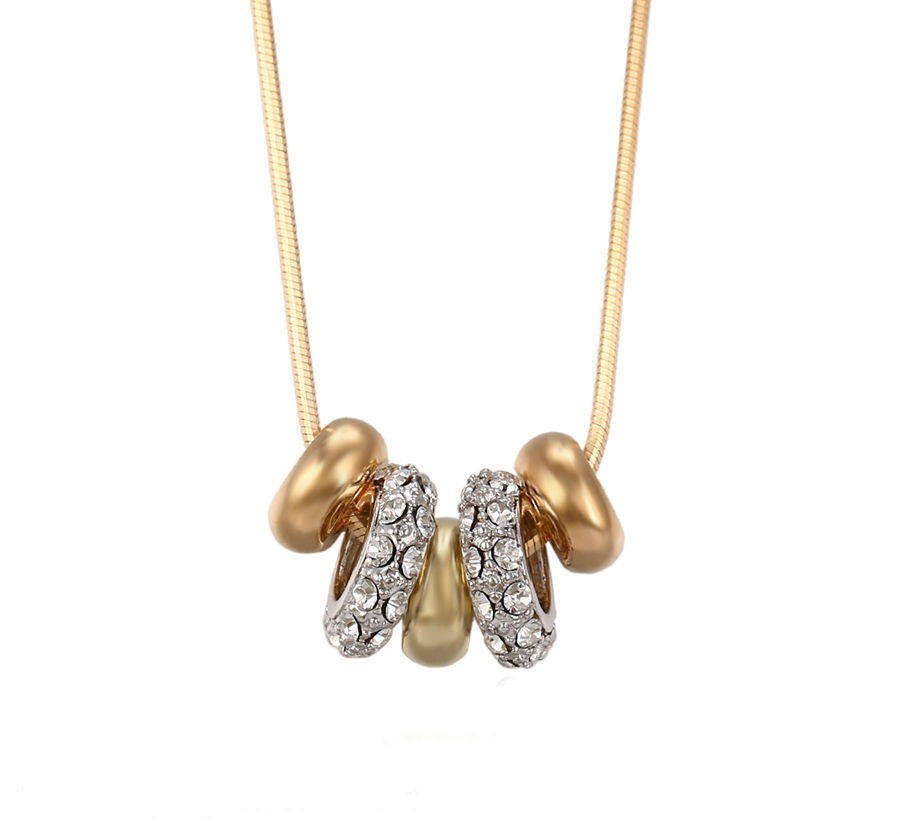 Multicolor Rings Rhinestones Paved Beautiful Necklace Gift
