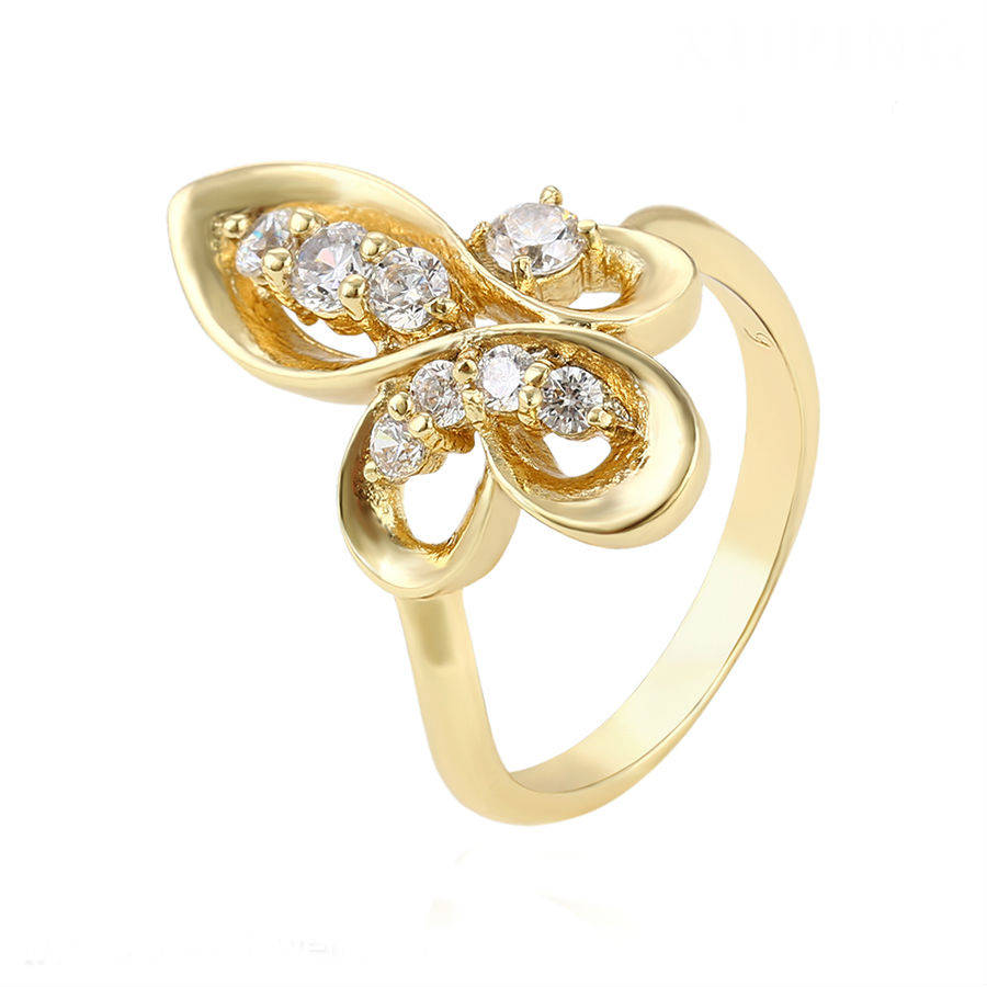 CZ Crystals Vintage 14K Gold Plated Victorian Ring, Sizes: 7 & 8 CZ Crystals Vintage 14K Gold Plated Victorian Ring, Sizes: 7 & 8