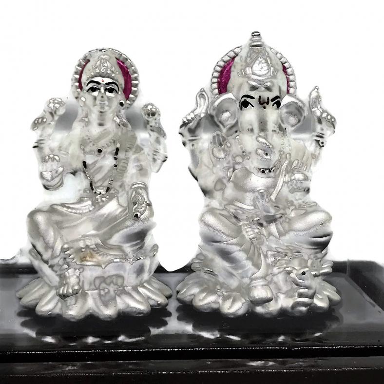 Fine Quality Pure Silver 999 Ganesh & Laxmi Murti (#11)