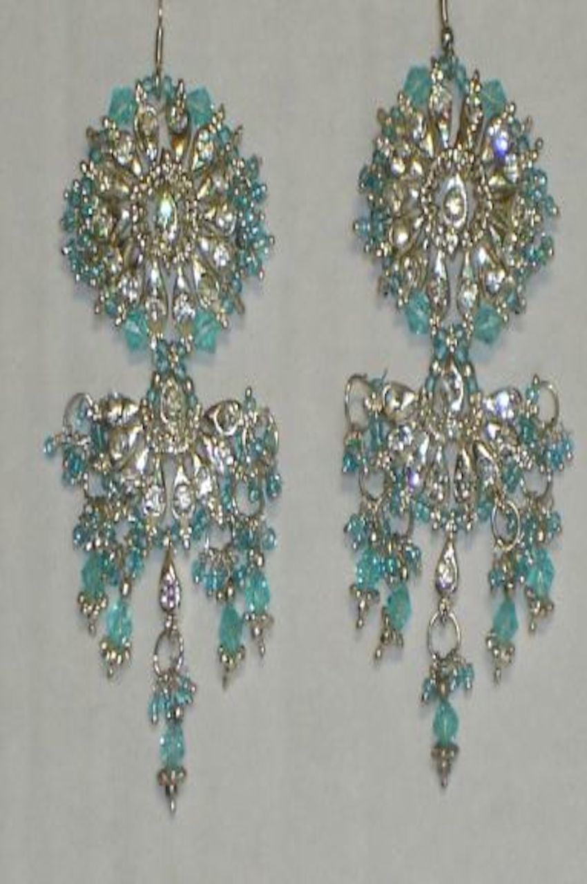 White & Sky Blue Fashion Earrings