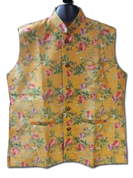 Floral Print With Color Sleeveless Jacket (Bandi, Modi Jacket) # 6 Floral Print With Color Sleeveless Jacket (Bandi, Modi Jacket) # 6