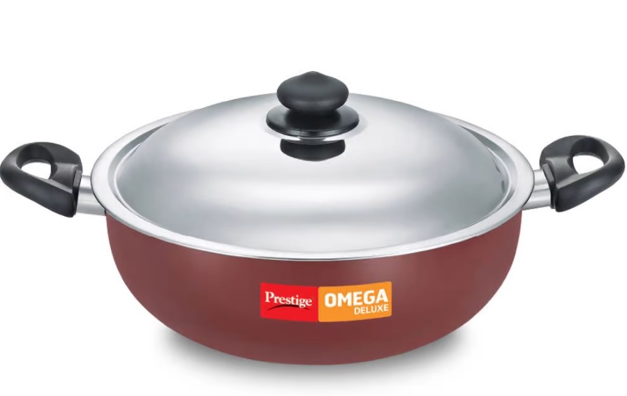 Prestige Omega Deluxe Deep Kadai 6L With Stainless Steel Lid Prestige Omega Deluxe Deep Kadai 6L With Stainless Steel Lid