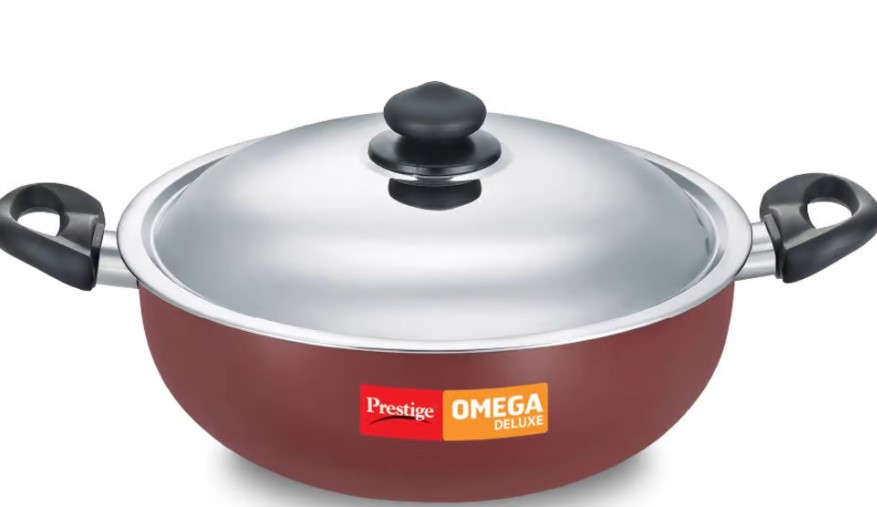 Prestige Omega Deluxe Deep Kadai 5L With Stainless Steel Lid Prestige Omega Deluxe Deep Kadai 5L With Stainless Steel Lid