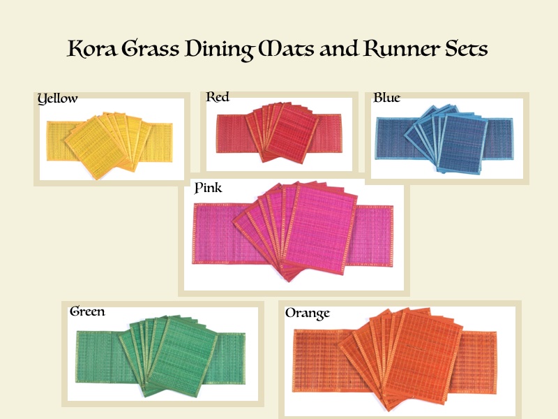 Eco-friendly Kora Grass Handwoven Decorative Dining Mats and Runner Sets Eco-friendly Kora Grass Handwoven Decorative Dining Mats and Runner Sets
