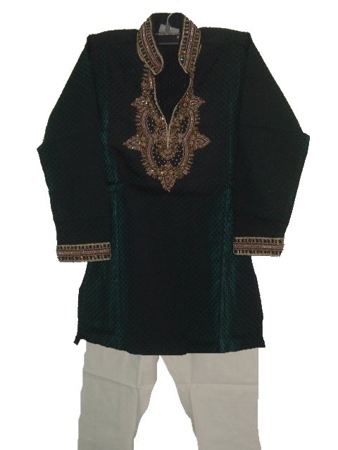 Details about     TRADITIONALBoys' Black Cotton Blend Sherwani Style Kurta Set