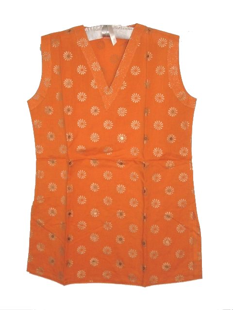 Trendy Orange Cotton Sleeveless Kurti / Tunic For Women Trendy Orange Cotton Sleeveless Kurti / Tunic For Women