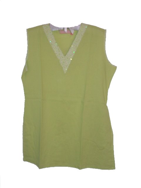 Cotton Sleeveless Casual Lime Green Kurti / Tunic For Women Cotton Sleeveless Casual Lime Green Kurti / Tunic For Women