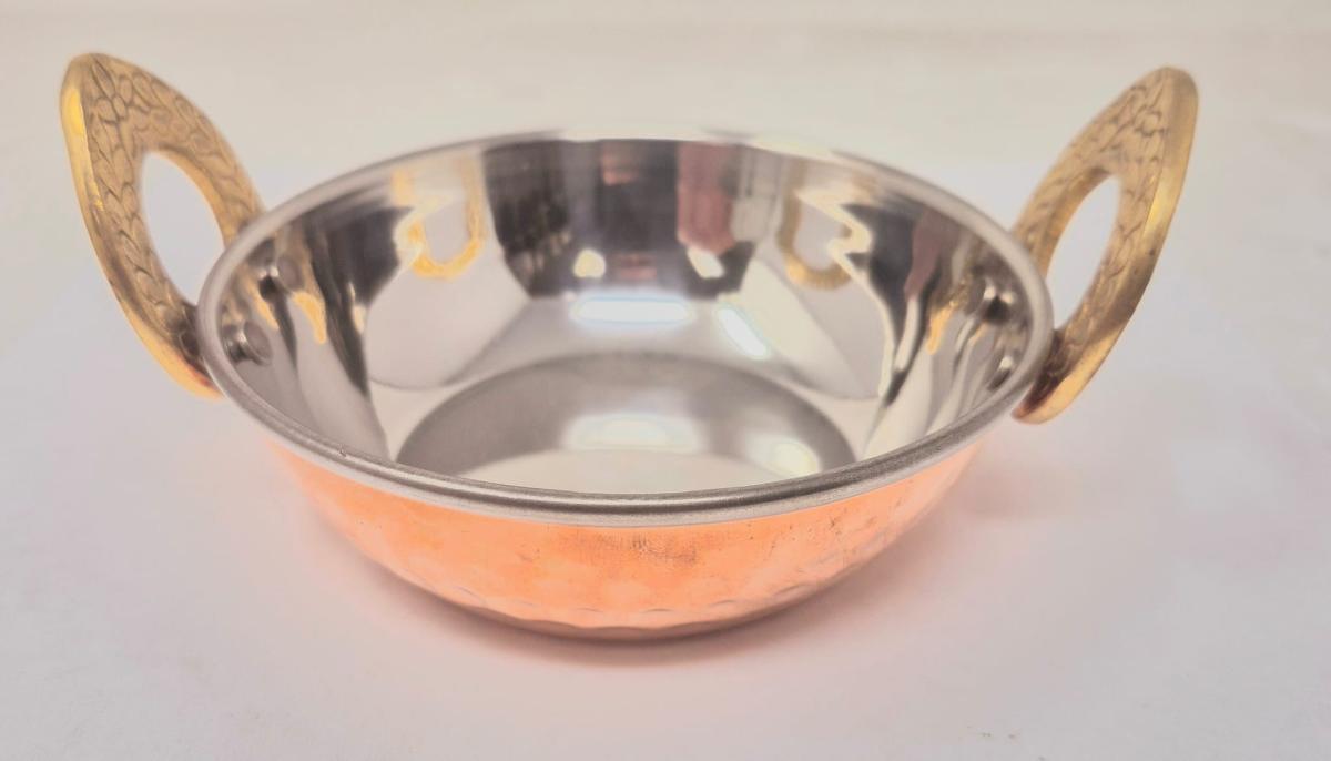 Tabakh Steel Copper Dish Serving Small - 4.5" Diameter