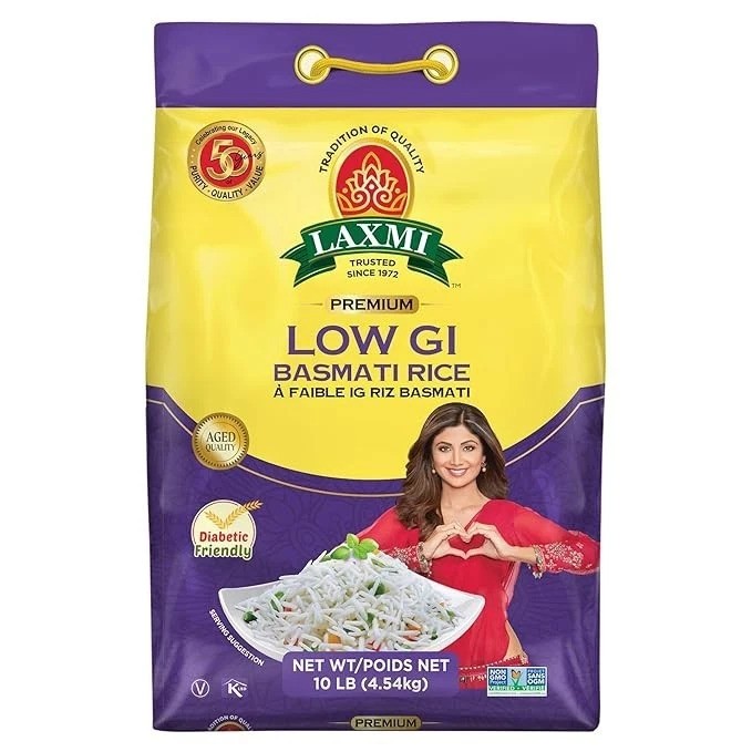 Laxmi Diabetic Friendly Basmati Rice with Lower G.I. Index Value - 10 lbs