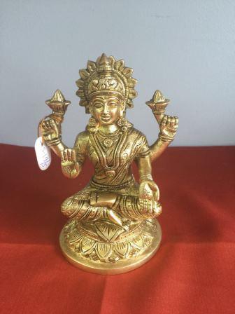 Brass Made Hindu Goddess MahaLaxmi Statue 6"