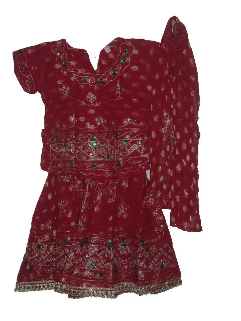 Cheap Lehenga Choli For Kids In Maroon & Gold