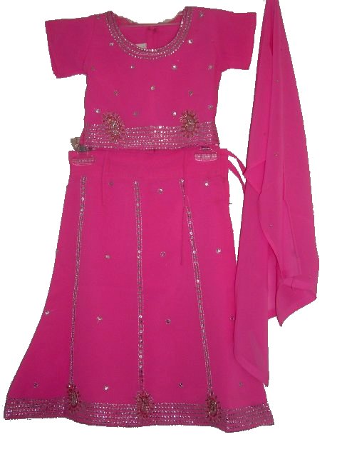 Girls Indian Dress, Lehenga Choli In Pink With Zari Work