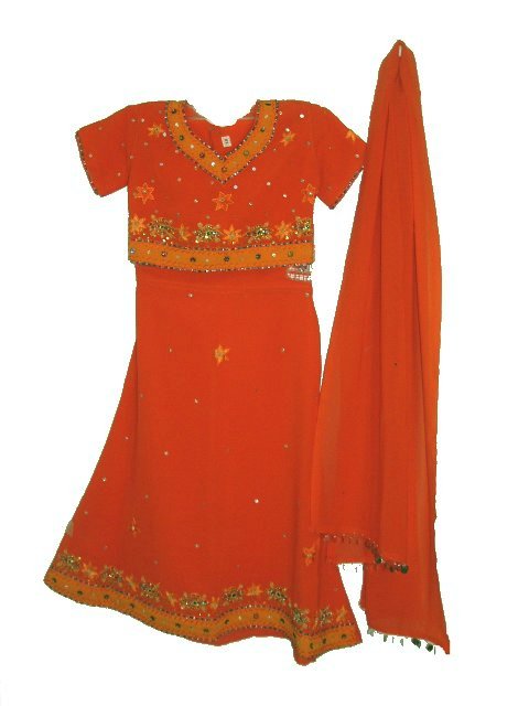 Embroidered Lehenga Choli In Bright Orange Georgette Embroidered Lehenga Choli In Bright Orange Georgette