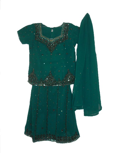 Kids Lehenga Choli In Blue Georgette Dress With Bead Work