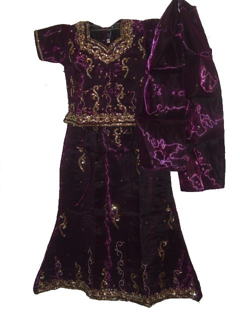 Satin Lehenga Choli For Kids & Teens In Aubergine Color Satin Lehenga Choli For Kids & Teens In Aubergine Color