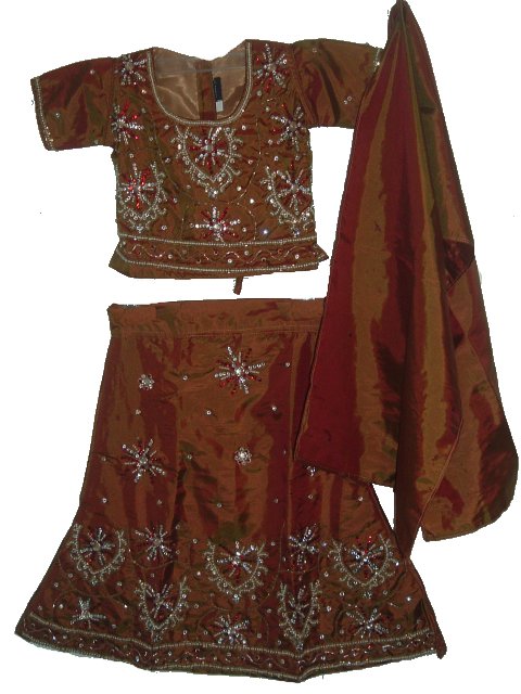 Dressy Party Wear 2 Tone Silk Kids Ghagra Choli (1 to 5 Year Girls) Dressy Party Wear 2 Tone Silk Kids Ghagra Choli (1 to 5 Year Girls)