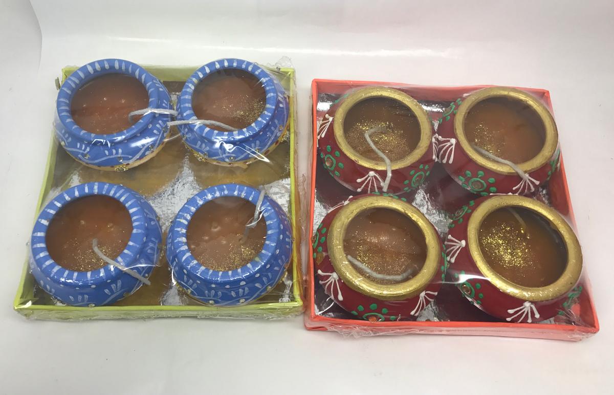 Matki Style Diwali Dia w/ Wax Set of 4 (18 Sets / 72 pcs)