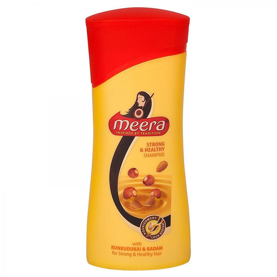 Meera Strong & Healthy Shampoo w/ Kunkudukai & Badam (Sapindus & Almond) To Reduce Hairfall 340 Ml