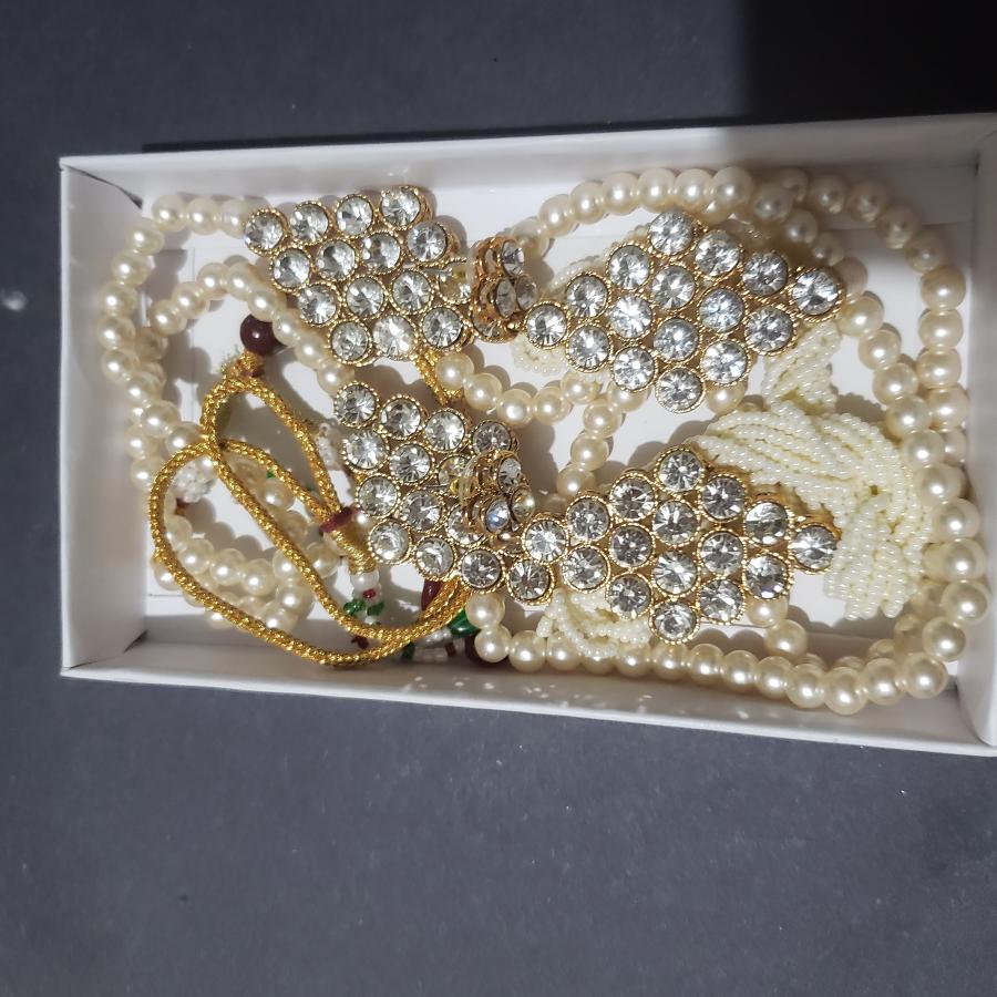 Kesariya Ganpati Traditional RoyalDesign Pearl Necklace Set - Traditional Necklace Sets